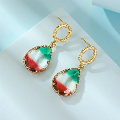 Crystal Earrings CXUEMH Teardrop Earrings for Women Blue and Green Dangle Earrings Elegant Earrings for Prom Emerald Green Earrings Formal Jewelry Crystal Drop Earrings - color: Style F