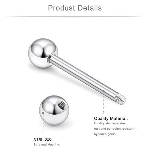 14G 16mm Glow in The Dark Flexible Acrylic Straight Tongue Nipple Ring Retainer Piercing - color: 36PCS - Option D