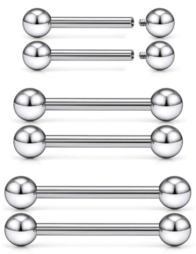 16G 14G 12G Titanium Tongue Rings Nipple Piercings Externally/Internally Threaded G23 Hypaollergenic Nipple Tongue Barbells Piercing Jewelry for Women Men 12mm 14mm 16mm 19mm Bars - style: 12G-12mm 14mm 16mm Bars-Internally Threaded