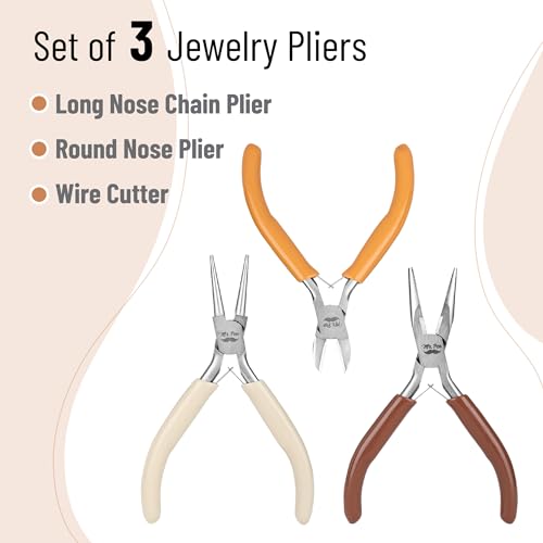 Mr. Pen- Pliers for Jewelry Making, 3 Pack, Chain Nose | Round Nose Pliers Set and Wire Cutter for Beading, Wire Wrapping, Jump Rings, Jewelry Repair, Crafting, DIY - color: Autumn