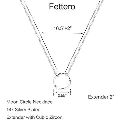 Fettero Pendant Necklace Gold Choker Layered Coin Open Karma Circle Full New Crescent Moon 14K Gold Plated Simple Dainty Necklaces for Women Jewelry Gift - style: Karma Circle Sliver