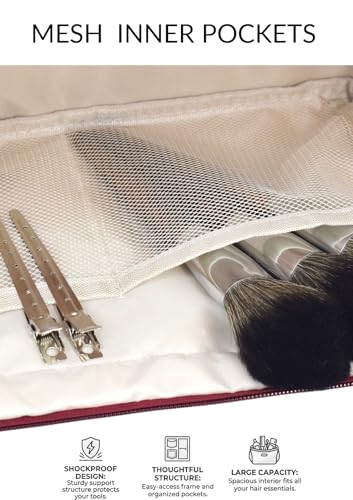 TeeYee Nylon Hair Tools Travel Bag for Dyson Airwrap Quilted Toiletry Bag | Travel Storage Bag for Shark Flexstyle/Curling Iron,Water-repellent,Wide-open,Well-structured,Heat-safe lining,001winebow - color: Winebow