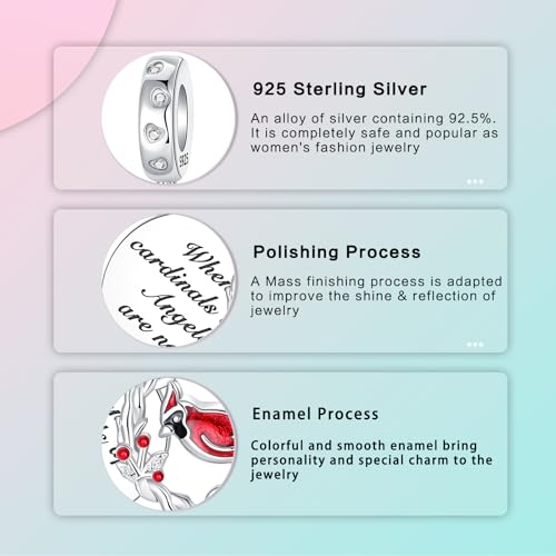 LUXILLA Love You Best Friend Grandma Wife Heart Charm 925 Sterling Silver Charms Fit for Bracelets Necklace Jewelry Gift for Women - color: Circle Red Hummingbird Charm