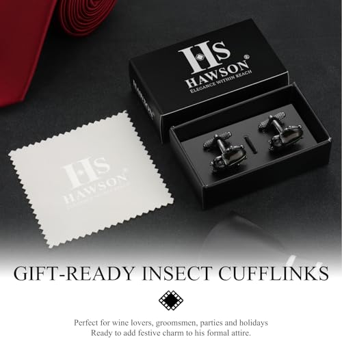 HAWSON Various Unique Cuff Links Mens, Animal/Tactical/Music/Holiday/Cufflinks, Themed Wedding Dinner Party Gift Suit Accessories - style: Beetle