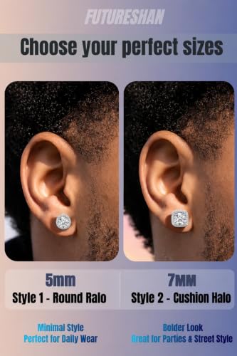Magnetic Earrings for Men 5A Cubic Zirconia Stainless Steel Clip On Earring | 2 Pairs Fake Earrings Non Pierced Magnet Nose Stud Piercings for Women, 5/6/7/8MM Simulated Diamond, Gold/Silver/Black Color - color: Silver-Style One-7mm