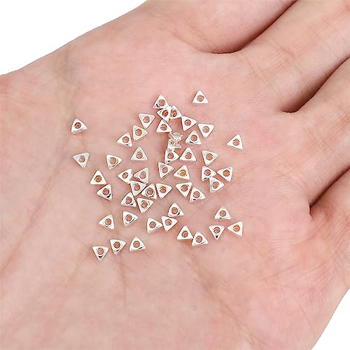 Silver Plated Triangle Spacer Beads 3x3mm 50pcs for Jewelry Making Findings Non Tarnish - color: Silver, size: 3x3mm Triangle