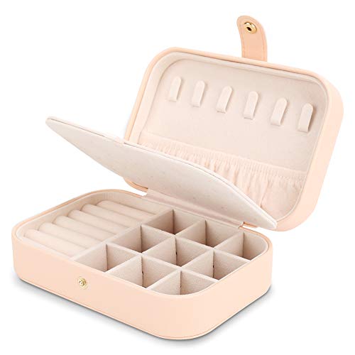 Travel Jewelry Case Jewelry Organizer Box Small Jewelry Storage Case | Travel Jewelry Case Jewelry Organizer Box with Two Layer Portable Small Jewelry Storage Case Accessories Holder/Pink - color: pink