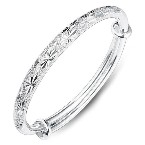Bangle Bracelet for Women, 925 Sterling Silver Cuff Bracelet Women's Fashion Simple Adjustable Elegant Jewelry for Mom Valentine Wife Mother Day Gift