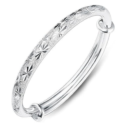 Bangle Bracelet for Women, 925 Sterling Silver Cuff Bracelet Women's Fashion Simple Adjustable Elegant Jewelry for Mom Valentine Wife Mother Day Gift