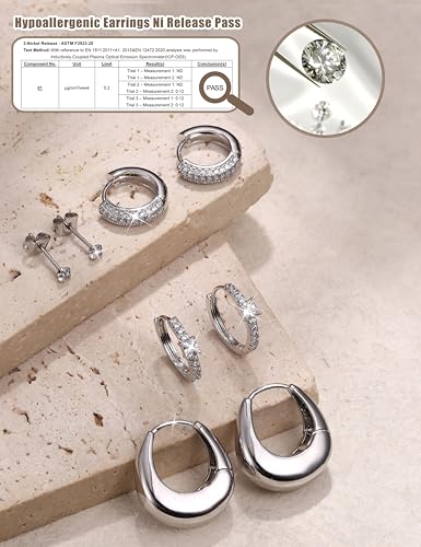ORAZIO Small Gold Hoop Earrings for Women Hypoallergenic 14K Gold Plated Chunky Huggie Earring Sets for Multiple Piercing Dainty Earing Stacks Set Cute Silver Cartilage Jewelry Trendy Gifts - style: Silver Plated-Chunky Classic