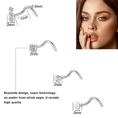 ONESING 9-40 Pcs Nose Rings - Hoops, Studs & L Shape - Hypoallergenic Stainless Steel Nose Piercings for Women & Men - color: Silver-40Pcs