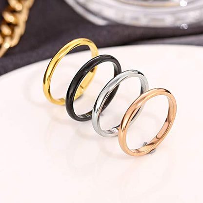 CCBFY 2 MM 4 MM Stainless Steel Ring Jewel Roman Numerals Stackable High Polish Plain Dome Tarnish Resistant Comfort Fit Ring Wedding Band Size 3-15 - color: 2mm - Silver