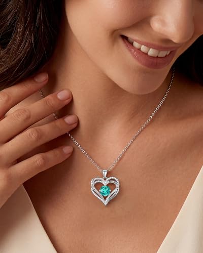 CDE S925 Silver Engraved Forever Love Heart Birthstone Necklaces for Women | 5A CZ,Hypoallergenic,Nickel-Free & Lead-Free Pendant,Anniversary Christmas Wedding Birthday Gift for Wife Girlfriend - color: 12-Dec, style: White Gold Plated