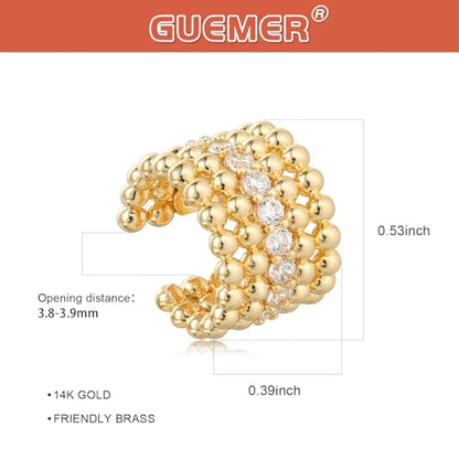 Chunky Ear Cuff Earrings for Women Single | Non Piercing, Clip On, 14K Gold Plated, Cubic Zirconia, Hypoallergenic, Jewelry Gifts - style: 5-line beads