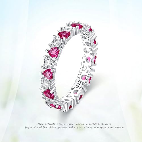 KUNSIR 925 Sterling Silver Rings Classic Cubic Zirconia Eternity Promise Statement Anniversary Wedding Bands Engagement Rings for Women Infinity Forever Love Ring Size 7-9 - style: Love Ring