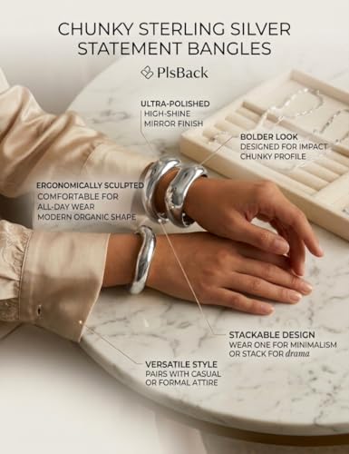 Chunky Gold Bangle Bracelets for Women, 14k Gold Plated Dainty Cuff Stackable Bangles Set, Trendy Bracelet Stack Fashion Jewelry Gifts - color: 05-Silver