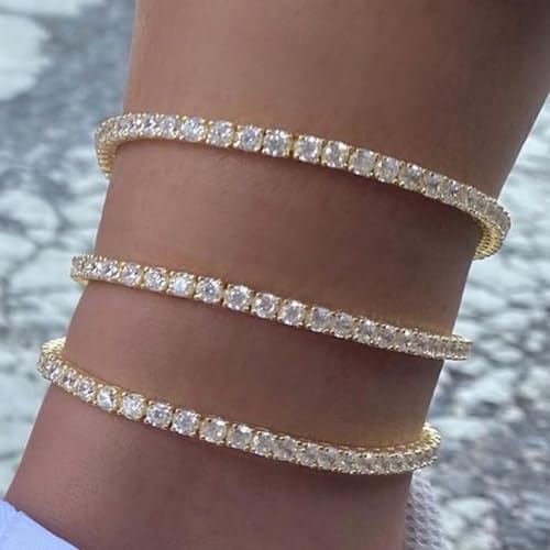 Tennis Ankle Bracelet Anklet for Women - color: Silvery