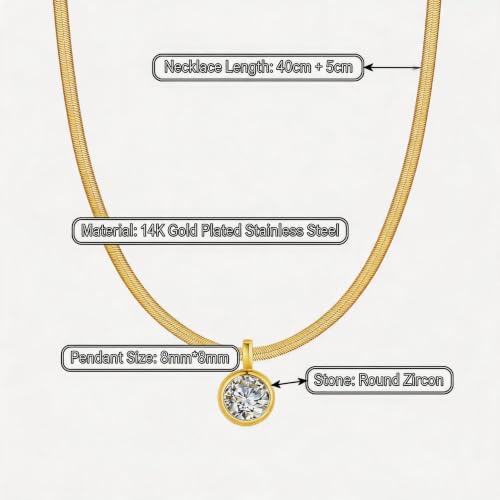 Birthstone Gold Collar Necklace, 14K Gold Herringbone Choker Necklace, Snake Chain Necklace for Women
