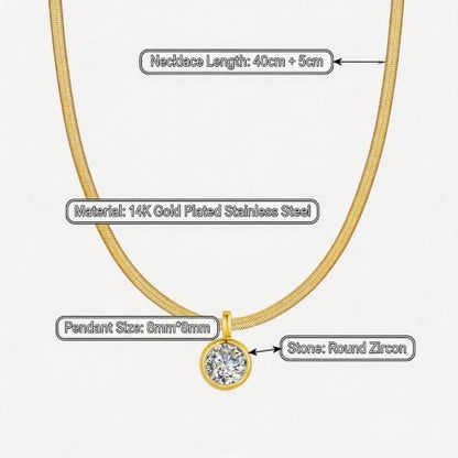 Birthstone Gold Collar Necklace, 14K Gold Herringbone Choker Necklace, Snake Chain Necklace for Women