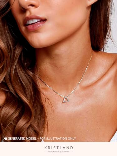S925 Silver Women's Bar Necklace/Double Circle Layered Y Necklace Chain Adjustable Long/Tiny Pendant Chain Choker for Lady Gift - style: Triangle