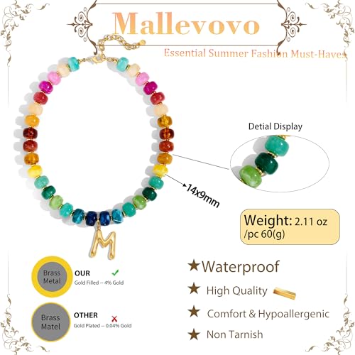 Chunky Beaded Bubble Initial Pendant Necklace Jewelry for Women | Big Large Bead Choker Letter Necklace Summer Beach Beachy Womens Statement Charm Gifts - color: Colorful M