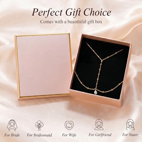 Back Necklace for Backless Dress Rhinestone Body Chain Jewelry for Women Backdrop Necklace Bridal Dress Crystal Wedding Jewelry Gift - color: A8：pearl
