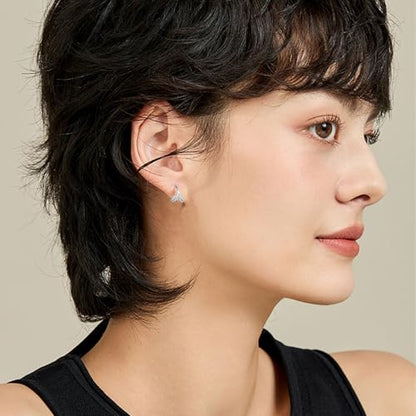 Dainty Gold Huggie Hoop Earrings for Women - 18K Gold Plated Cubic Zirconia Lightweight Mini Double Hoops Earrings for Everyday Wear - style: Leaf Earrings