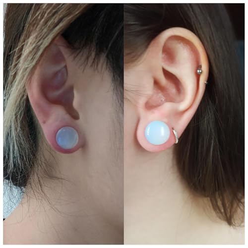 8G-12mm Acrylic Single Flare Gauges for Ears with Silicone O-Ring Opalite/Black/White/Clear Gauges Plugs and Tunnels Stretcher Expander Stretching Kit for Women Men - color: Opalite 8G-12mm