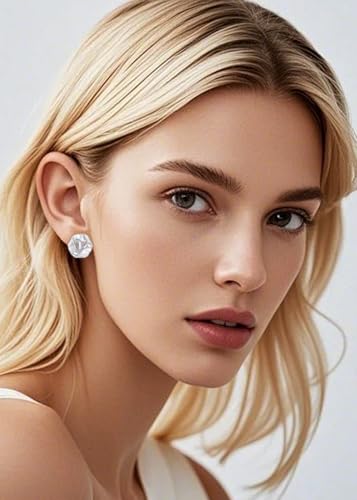 Tornito 10-15 Pairs Clip on Stud Earrings Non Pierced Teardrop Round Square CZ Pearl Twist Knot Flower Butterfly Heart Star Rainbow Cat Opal Clip on Earrings for Women - color: J:10 Pairs Silver Tone