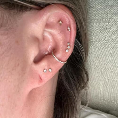 20G/18G/16G Flat Back Earrings Tiny Nose Stud, Cartilage Earring Threadless Tragus Helix Stud Conch Piercing Jewelry - color: CZ Climber(gold 3pcs), size: 16 gauge (1.2mm post)