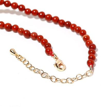 Simple 4mm Gemstones and Crystals Choker Necklace Unisex 16"-18" | Necklaces for Women Men, Adjustable, 40-45 cm Chain Length, Handmade, Spiritual Gemstones, Positive Energy, Daily Wear - style: Redstone