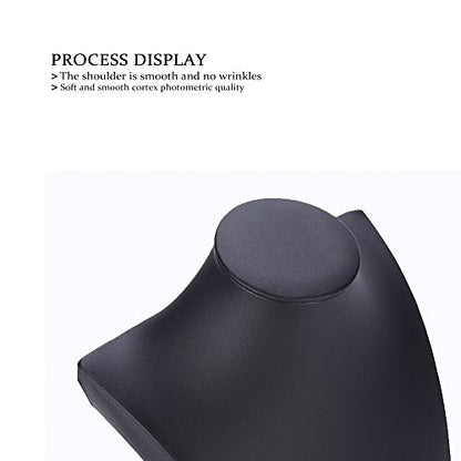 Oirlv Black Leatherette Necklace Pendant Chain Jewelry Bust Display Holder Stand (H15.34) - size: H15.16"