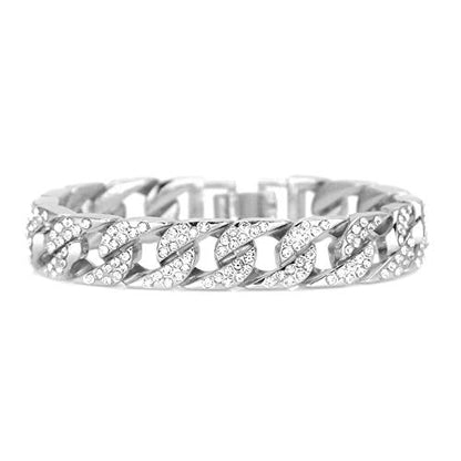 HH BLING EMPIRE 14K Gold and Silver Bracelets Diamond Tennis and Cuban Link Bracelet for Men Women Hip Hop Jewelry - color: 14mm cuban-Silver`, size: 8.5"