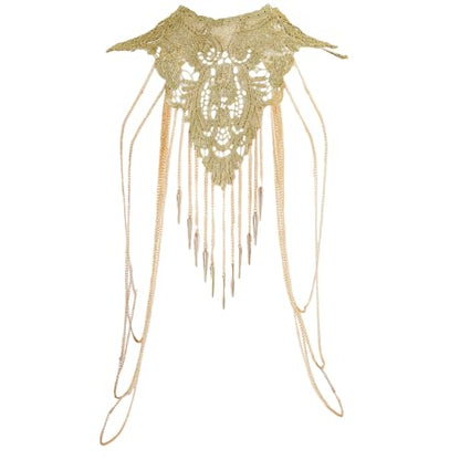 AHANDMAKER Gold Lace Shoulder Chain Flower Body Necklace Bikini Body Chain Sexy Lace Shoulder Jewelry Accessory for Costume Party Rave Women Dress Beach Bikini Shoulder Wedding Holiday
