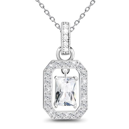 Sterling Silver Pendant Necklace Charms Hypoallergenic Fashion Jewelry Dainty Valentines Day Birthday Gift for Women - style: Square Zirconia