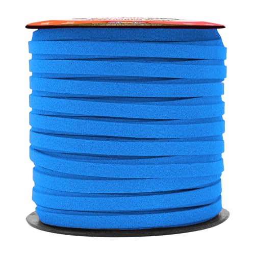 Mandala Crafts 5mm Azure Blue Faux Suede Vegan Leather, Jewelry Making | 50 Yards Durable Flat Leather Strings, Laces & Strips for Bracelets, Necklaces, Braiding, Dream Catchers Supplies & Chokers - color: Azure Blue, size: 5mm 50 Yards