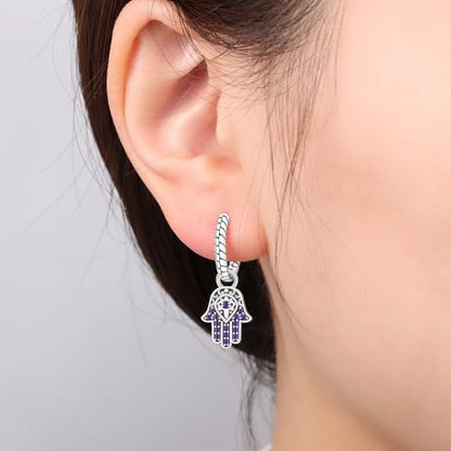 925 Sterling Silver Hoop Earrings Drop Dangle Earrings for Women Hypoallergenic Earring Trendy Huggie Earring Cute Graduation Birthday Gifts Jewelry for Women - color: Lucky Hand earrings