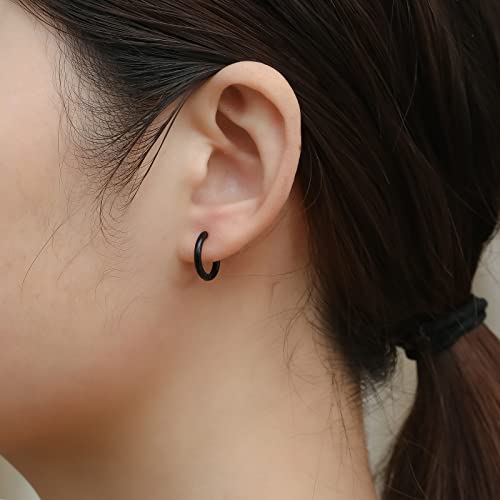 316L Surgical Stainless Steel Small Hoop Earrings 8mm 10mm 12mm 14mm Hypoallergenic Huggie Hoop Earrings Helix Lobes Hinged Sleeper Earrings Cartilage Piercings - color: B: Diameter 10mm (6 Color),6 Pairs
