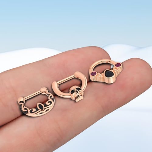 15PCS 14K Gold Plated Nose Rings Studs Set for New Piercing Beginners - color: 3pcs-Rose Gold-septum rings