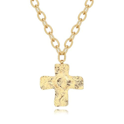 SOFYBJA Saint Benedict Necklace Drop 18K Gold Toggle Medallion Coin Cross Pendant Necklaces Religious Jewelry Catholic Gift for Women - color: Gold Cross Necklace