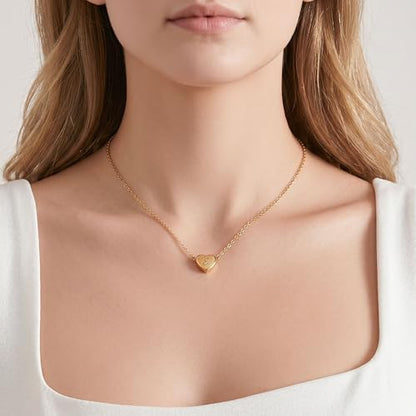 18k Gold Plated Heart Pendant Letter Necklaces for Girls Stainless Steel Initial Necklace for Women Birthday Gifts for Girls Women - color: Brushed Gold, style: Letter E