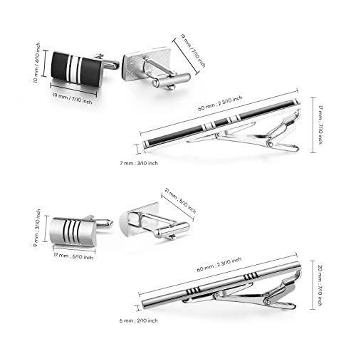 wynameleri Cufflink and Tie Clip Set for Men, 12 PCS Necktie Bars and Cuff Links Formal Business Dress Shirts Buttons Case Packed - color: T0408016
