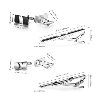 wynameleri Cufflink and Tie Clip Set for Men, 12 PCS Necktie Bars and Cuff Links Formal Business Dress Shirts Buttons Case Packed - color: T0408016