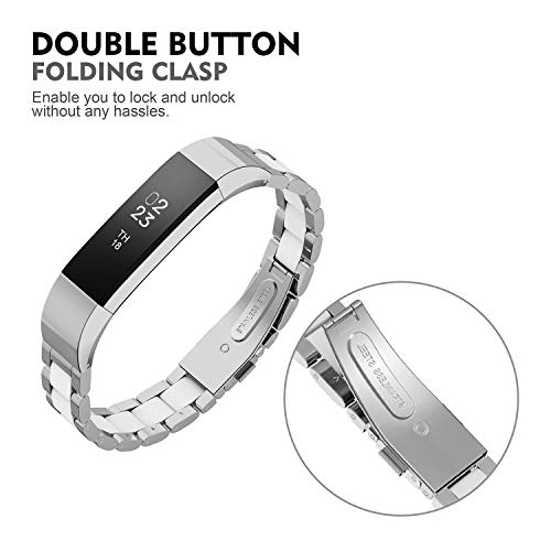 Compatible with Alta Bands Metal, Special Edition Replacement for Alta HR Stainless Steel Bands Adjustable Accessory Wristband Small Large for Alta Bracelet Women Men - color: A1-Silver-White