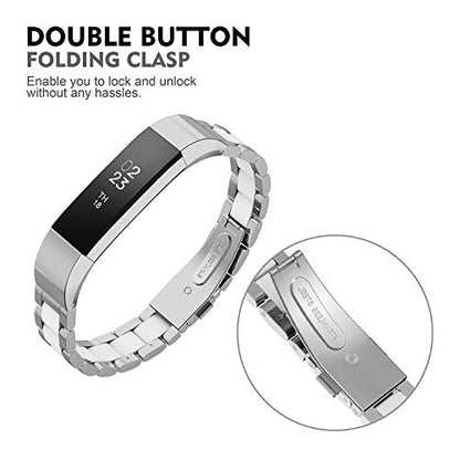 Compatible with Alta Bands Metal, Special Edition Replacement for Alta HR Stainless Steel Bands Adjustable Accessory Wristband Small Large for Alta Bracelet Women Men - color: A1-Silver-White