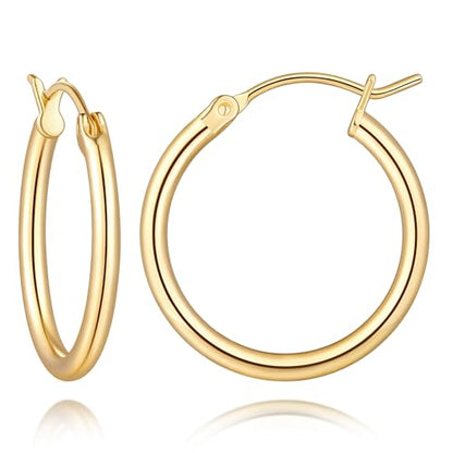 14K Gold Hoop Earrings for Women 14K Gold Earrings for Women | Gold Hoop Earrings for Women Classic Hypoallergenic Lightweight Hoop Earrings for Women 14/16/18/20/25/30/35/40/45/50/60/70mm - size: 20mm