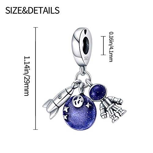 Pandach 925 Sterling Silver Charms for Bracelets and Necklaces Travel Round The World Beads Charms Relaxation Dangle Pendant,Jewelry Beads Gifts for Women - style: Travel Round The Space Charm