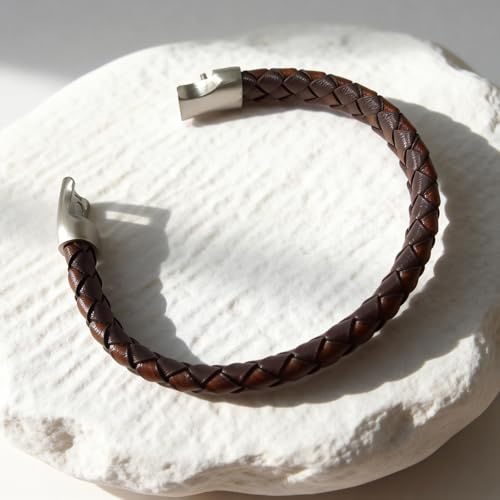 Italian Men's Leather Bracelet Jewelry Gift | Men's Accessory, Leather Band, Stainless Steel, Wrist Bracelet