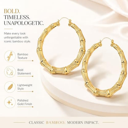 Big Chunky Gold Hoop Earrings for Women Beaded Large Statement Earrings Lightweight Fashion Jewelry Daily Wear Party Gift - color: C1:GOLD