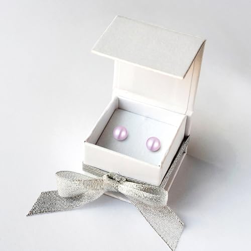 Pearl Screw Back Stud Earrings, 925 Sterling Silver Hypoallergenic - color: Purple, size: 5mm-Large